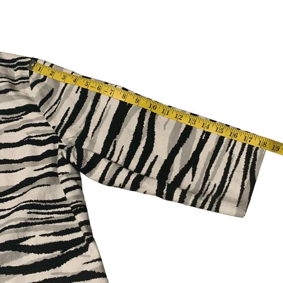 CHICO'S 3 (L 16) Jacket Blazer Zebra Striped Open Front 3/4 Sleeves Animal Print - Picture 5 of 6